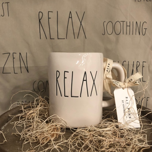 Rae Dunn Tea Towel & RELAX MUG Set - Picture 3 of 4